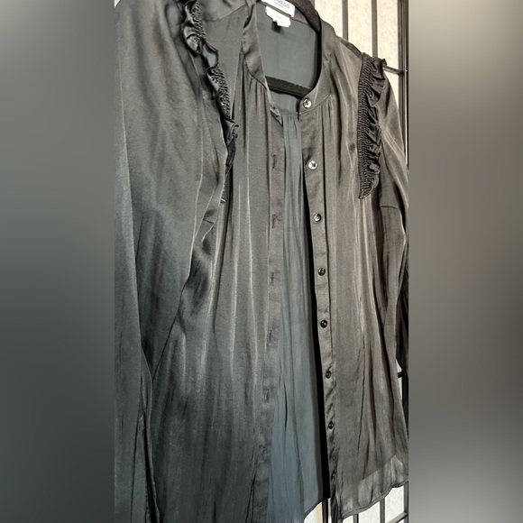 Express Silky Ruffled Shoulder Button Up - Picture 3 of 6